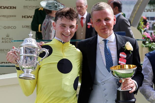 June 16, 2026, Ascot, Windsor, GBR Portrait of jockey Billy Loughnane and trainer George Boughey after winning the St. Jamess Palace Stakes at Ascot Racecourse. Jockey, Loughnane, Victory, Trainer, Boughey, Portrait, Portraet 260616D564ROYAL ASCOT JPG,detected_source_language