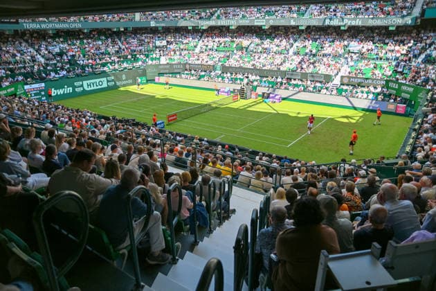 A view of the packed heristo Arena, Center Court at the TERRA WORTMANN Open 2026, Tennis, ATP, Mens 500, Tournament, Main Draw, June 16, 2026, TERRA WORTMANN Open 2026, Tennis, ATP, Men’s 500, Tournament, Main Draw, June 16, 2026, Indoor,detected_source_language Copyright: xEibner-Pressefoto RobertxGertzenx EP_RGN