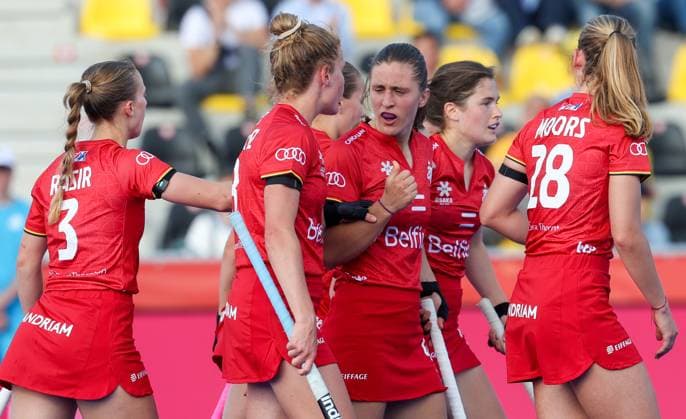 Belgium s Astrid Bonami celebrates after scoring during a hockey game between Belgian national team, Nationalteam Red Panthers and China, Tuesday 16 June 2026 in Wavre, match 10 16 in the group stage of the women s FIH Pro League competition. VIRGINIExLEFOUR  x177867599x