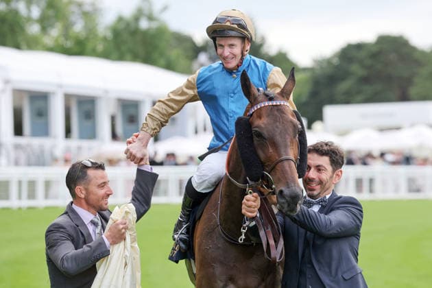 June 16, 2026, Ascot, Windsor, GBR Map of Stars with James McDonald in the saddle after winning the Wolferton Stakes at Ascot Racecourse Horse, Jockey, Map of Stars, McDonald, Victory 260616D572ROYAL ASCOT JPG,detected_source_language