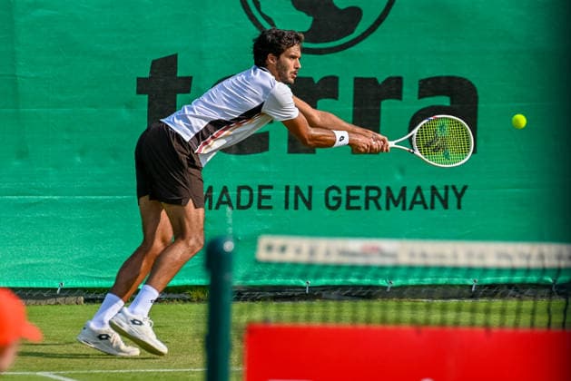 Francisco Cabral (POR) hits a ball at the TERRA WORTMANN Open 2026, Tennis, ATP, Mens 500, Tournament, Main Draw, June 16, 2026, TERRA WORTMANN Open 2026, Tennis, ATP, Mens 500, Tournament, Main Draw, June 16, 2026, Indoor,detected_source_language Copyright: xEibner-Pressefoto RobertxGertzenx EP_RGN