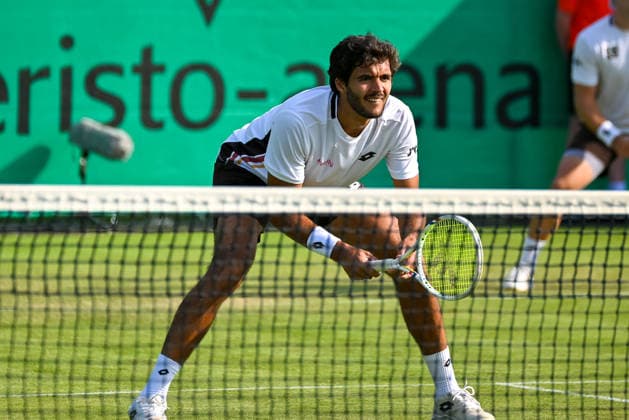 Francisco Cabral (POR) at the net, TERRA WORTMANN Open 2026, Tennis, ATP, Mens 500, Tournament, Main Draw, June 16, 2026, TERRA WORTMANN Open 2026, Tennis, ATP, Mens 500, Tournament, Main Draw, June 16, 2026, Indoor,detected_source_language Copyright: xEibner-Pressefoto RobertxGertzenx EP_RGN