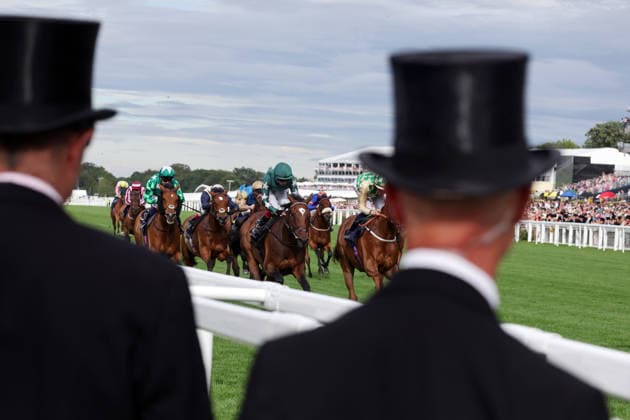 June 16, 2026, Ascot, Windsor, GBR Fashion, men wearing top hats at the racecourse Ascot Racecourse Horses, Jockeys, Men, Top Hats, Hats, Fashion, Stylish, Elegance, Elegant, Rear View 260616D588ROYAL ASCOT JPG,detected_source_language