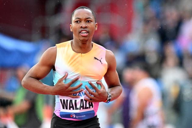 June 16, 2026, Ostrava, Czech Republic: WALAZA Bayanda of South Africa celebrate after winning 100 Metres Men at the World Athletics Continental Tour Golden Spike event in Ostrava in the Czech Republic. Ostrava Czech Republic - ZUMAr156 20260616_aap_r156_014 Copyright: xSlavekxRutax
