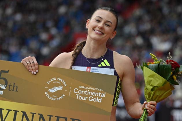 Dutch track and field athlete Nadine Visser wins 100m hurdles during the Golden Spike Ostrava 2026 - World Athletics Continental Tour Gold, in Ostrava, Czech Republic, on June 16, 2026. (CTKxPhoto JaroslavxOzana) CTKPhotoP2026061608281  CTKPhotoP2026061608281