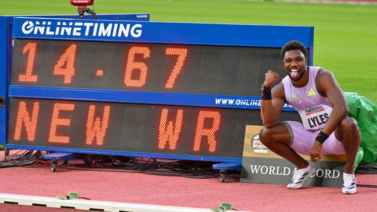 American Noah Lyles sets men s 150m world record during the Golden Spike Ostrava 2026 - World Athletics Continental Tour Gold, in Ostrava, Czech Republic, on June 16, 2026. (CTKxPhoto JaroslavxOzana) CTKPhotoP2026061609103  CTKPhotoP2026061609103