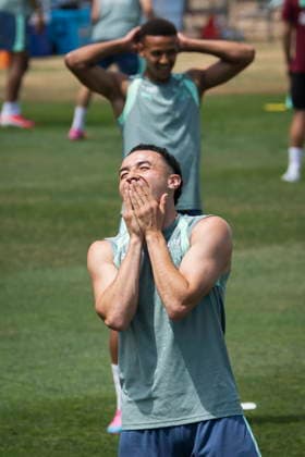 FIFA World Cup, WM, Weltmeisterschaft, Fussball 2026 - Switzerland training session Switzerland s Ruben Vargas reacts during a training session of the Swiss national soccer team at the SDJA in San Diego, California, 16 June 2026. San Diego United States  Copyright: xPETERxKLAUNZERx