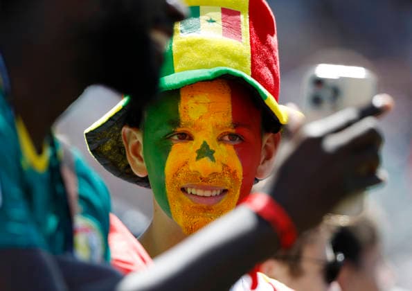 A fan of Senegal shows his support before the start of the game against France during their FIFA World Cup, WM, Weltmeisterschaft, Fussball match at MetLife Stadium in East Rutherford, New Jersey, on Tuesday, June 16, 2026.  NYP20260616906 JOHNxANGELILLO