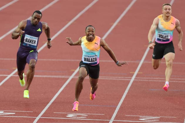 Sprinter Bayanda Walaza of South Africa wins 100m during the Golden Spike Ostrava 2026 - World Athletics Continental Tour Gold, in Ostrava, Czech Republic, on June 16, 2026. (CTKxPhoto PetrxSznapka) CTKPhotoP2026061609166  CTKPhotoP2026061609166