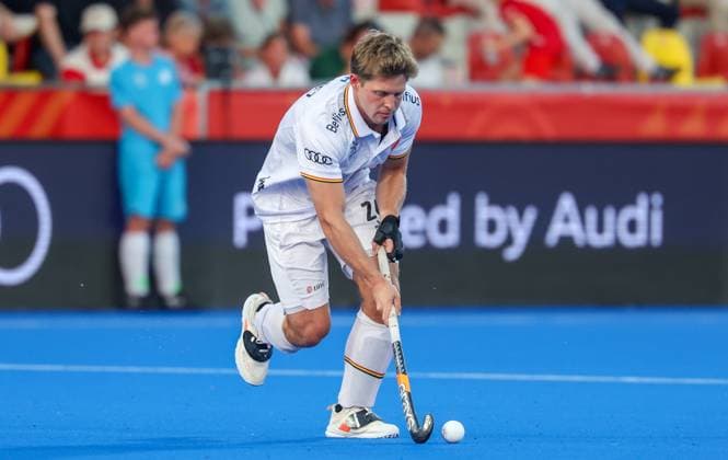 Belgium s Victor Wegnez pictured in action during a hockey game between Belgian national team, Nationalteam Red Lions and Spain, Tuesday 16 June 2026 in Wavre, match 10 16 in the group stage of the men s FIH Pro League competition. VIRGINIExLEFOUR  x177876906x