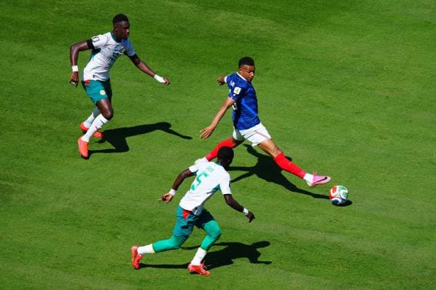 Kylian MbappÃ of France just fails to reach a cross France v Senegal, 2026 FIFA World Cup, WM, Weltmeisterschaft, Fussball Group I, Football, New York New Jersey Stadium, East Rutherford, New Jersey, USA - 16 Jun 2026East Rutherford New York New Jersey Stadium New Jersey (NJ) United States of America EDITORIAL USE ONLY No use with unauthorised audio, video, data, fixture lists, club league logos or live services. Online in-match use limited to 120 images, no video emulation. No use in betting, games or single club league player publications.  Copyright: xJavierxGarcia Shutterstockx 16928918at