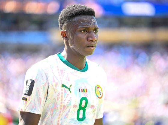 Lamine Camara of Senegal watches the FIFA World Cup 2026 Group I match between France and Senegal at New York New Jersey Stadium on June 16, 2026, in East Rutherford, United States. Photo by Harry Langer, DeFodi Images,detected_source_language