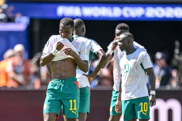 Nicolas Jackson of Senegal looks dejected during the 2026 FIFA World Cup Group I match between France and Senegal at New York New Jersey Stadium on June 16, 2026, in East Rutherford, United States. Photo by Harry Langer, DeFodi Images,detected_source_language