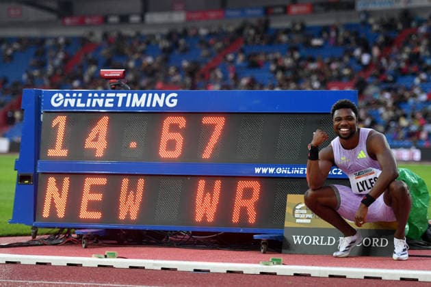 June 16, 2026, Ostrava, Czech Republic: LYLES NOAH of USA competes 150 Metres Men at the World Athletics Continental Tour Golden Spike event in Ostrava in the Czech Republic. ..Noah Lyles soars to new world best in 150m, clocking a 14.67 to win in Ostrava. Ostrava Czech Republic - ZUMAr156 20260616_aap_r156_070 Copyright: xSlavekxRutax