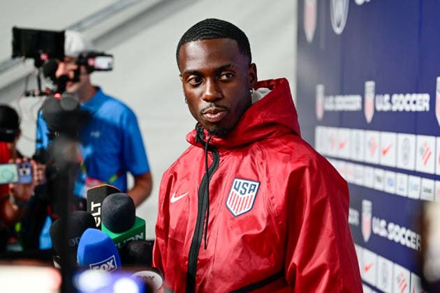 CA: USMNT Holds Media Day Ahead of Australia Match in Irvine, USA - 16 Jun 2026 Tim Weah (21) of the United States Men s national team, Nationalteam speaks during a press conference, PK, Pressekonferenz at Great Park ahead of the team s FIFA World Cup, WM, Weltmeisterschaft, Fussball 2026 Group D match against Australia at SoFi Stadium. Irvine United States Copyright: xWestonxHancockx xSOPAxImagesx Weston Hancock June 16 - 1473