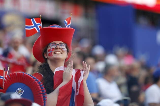 FIFA World Cup, WM, Weltmeisterschaft, Fussball 2026 - Group I - Iraq vs Norway A supporter of Norway cheers during the FIFA World Cup 2026 group stage match Iraq against Norway, in Boston, Massachusetts, USA, 16 June 2026. Foxborough United States  Copyright: xGREGxM.xCOOPERx