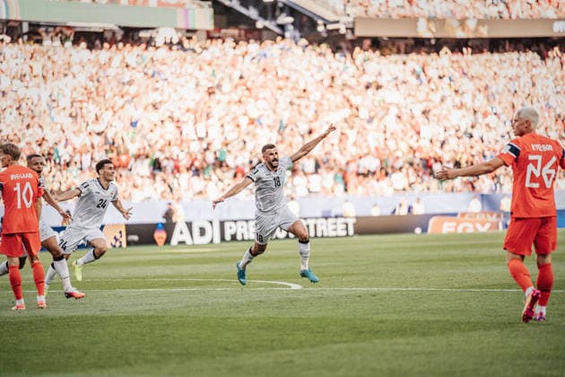 Mens Soccer 2026 FIFA World Cup Group I Iraq vs. Norway June 16, 2026 Goal celebration by Aymen Hussein (18), Iraq Boston, Boston Stadium, Massachusetts, United States of America,detected_source_language