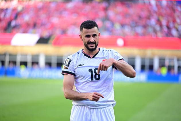Iraq v Norway - FIFA World Cup, WM, Weltmeisterschaft, Fussball 2026 - Group I FOXBOROUGH, UNITED STATES - JUNE 16: Aymen Hussein (18) of Iraq celebrates after scoring a goal during the 2026 FIFA World Cup First Stage Group I match between Iraq and Norway at Gillette Stadium (Boston Stadium) in Foxborough, Massachusetts, United States on June 16, 2026. Abdulhamid Hosbas Anadolu Massachusetts United States. Editorial use only. Please get in touch for any other usage.  Copyright: x2026xAnadoluxAbdulhamidxHosbasx
