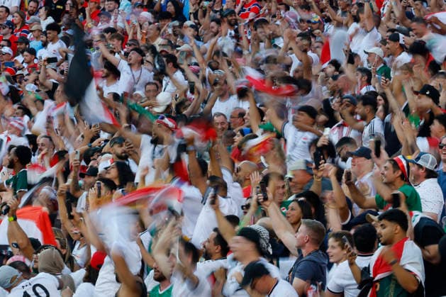 Iraq fans celebrate the goal against Norway during the first half of their FIFA World Cup, WM, Weltmeisterschaft, Fussball match at Gillette Stadium in Foxborough, Massachusetts, on Tuesday, June 16, 2026.  BOP20260616015 CJxGUNTHER