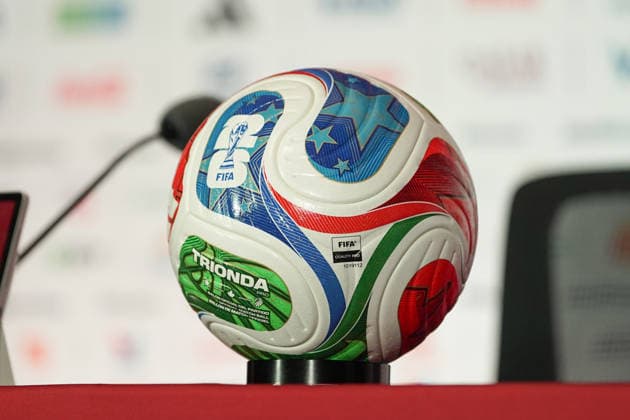 Ghana press conference, PK, Pressekonferenz - 2026 FIFA World Cup, WM, Weltmeisterschaft, Fussball Adidas Trionda official ball during the 2026 FIFA World Cup MD-1 Press Conference ahead of the Group L match between Ghana and Panama at Toronto Stadium. on June 16, 2026 in Toronto, Canada. (Photo by Leonardo Ramirez Eyepix Group) (Photo by Leonardo Ramirez Eyepix Group Eyepix via Nexpher Images) Toronto