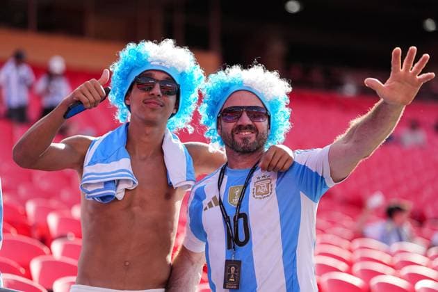 Argentina fans in the Kansas City Stadium Argentina v Algeria, 2026 FIFA World Cup, WM, Weltmeisterschaft, Fussball Group J, Football, Kansas City Stadium, Kansas, Missouri, USA - 16 Jun 2026Kansas Kansas City Stadium Missouri (MO) United States of America EDITORIAL USE ONLY No use with unauthorised audio, video, data, fixture lists, club league logos or live services. Online in-match use limited to 120 images, no video emulation. No use in betting, games or single club league player publications.  Copyright: xIsmaelxAdnan Shutterstockx 16929214e