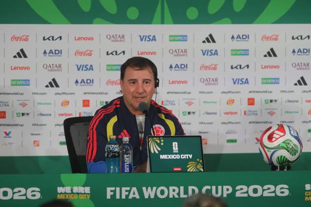 Colombia v Uzbekistan FIFA World Cup, WM, Weltmeisterschaft, Fussball 2026 Group K press conference, PK, Pressekonferenz Head Coach of Colombia national soccer team Nestor Lorenzo speaks during a press conference ahead of the FIFA World Cup Group K first-round match between Colombia and Uzbekistan at Mexico City Stadium. on June 16, 2026 in Mexico City, Mexico. (Photo by Ian Robles Eyepix Group) Copyright: xIanxRobles xEyepixxGroupx EL_16062026_187359JPEG