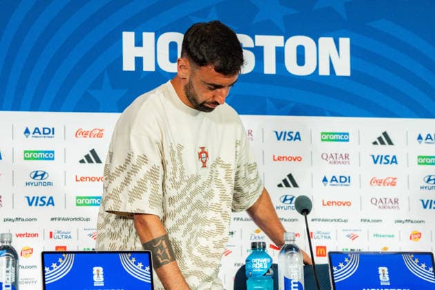 2026 FIFA World Cup, Group K, Match 1, Portugal vs. DR Congo, June 16, 2026, at NRG Stadium in Houston, Texas; press conference with Bruno Fernandes and Roberto Martinez; Trionda Ball,detected_source_language Copyright: xBahhoxKarax