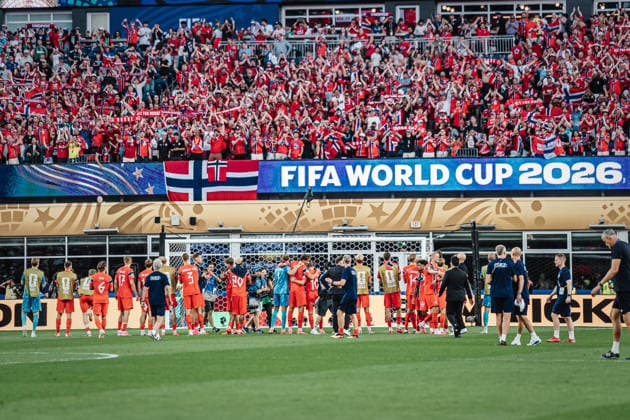Mens Soccer 2026 FIFA World Cup Group I Iraq vs. Norway June 16, 2026 The Norwegian team celebrates the victory with fans at Boston Stadium in Boston, Massachusetts, United States of America,detected_source_language