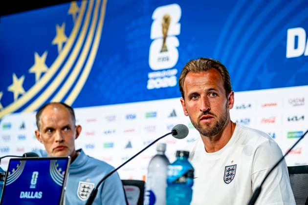 DALLAS — Harry Kane of England during the 2026 World Cup, Englands Match Day 1 press conference at AT&T Stadium on June 16, 2026, in Dallas, United States. Photo by Stefan Koops, EYE4IMAGES, DeFodi Images,detected_source_language