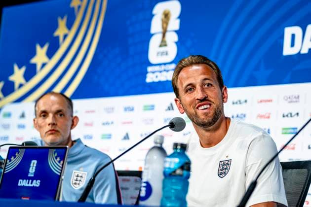 DALLAS — Harry Kane of England during the 2026 World Cup, Englands Match Day 1 press conference at AT&T Stadium on June 16, 2026, in Dallas, United States. Photo by Stefan Koops, EYE4IMAGES, DeFodi Images,detected_source_language