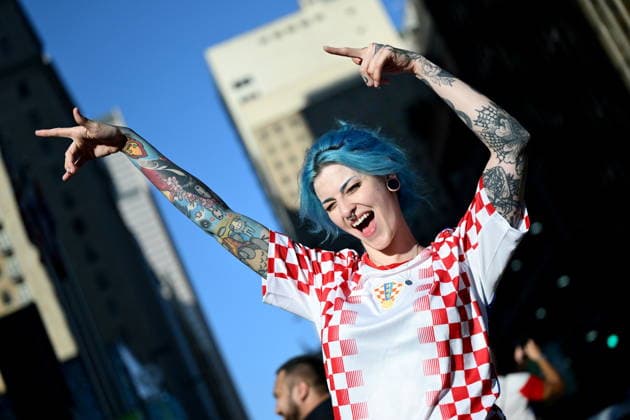 Dallas, 160626. Numerous Croatian fans gathered at the American-Croatian Friendship Parade, which started from Civic Garden to Ferris Plaza. The event was organized before the match of the Croatian national football team. Photo: Boris Kovacev CROPIX Copyright: xxBorisxKovacevx navijaci_dallas18-160626