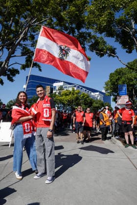 SOCCER - FIFA World Cup, WM, Weltmeisterschaft, Fussball 2026 SANTA CLARA,CALIFORNIA,USA,17.JUN.26 - SOCCER - FIFA World Cup 2026, group stage, Austria vs Jordan. Image shows fans of AUT.  GEPAxpictures xArminxRauthner