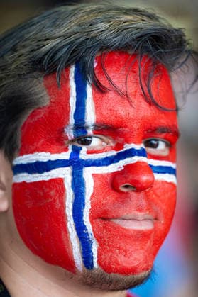 June 16, 2026; Foxborough, Massachusetts, USA; A Norway supporter shows his colors ahead of a FIFA World Cup, WM, Weltmeisterschaft, Fussball 2026 Group I match between Iraq and Norway at Boston Stadium. (c) CSM - ZUMAc04_ 20260616_zma_c04_030 Copyright: xBurtxGranofskyx
