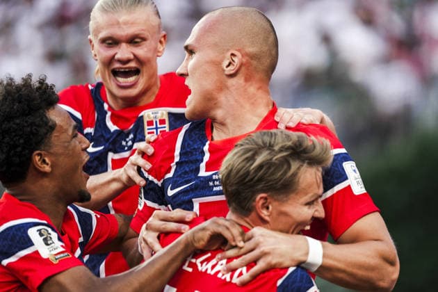 Leo Ostigaard of Norway celebrates after scoring a goal during the FIFA World Cup, WM, Weltmeisterschaft, Fussball 2026 Group I match between Iraq and Norway at Boston Stadium on June 16th,2026 (Photo by Richard Callis Sports Press Photo)  Copyright: xRichardxCallis SportsxPressxPhotox Sportspressphoto_SPR168006