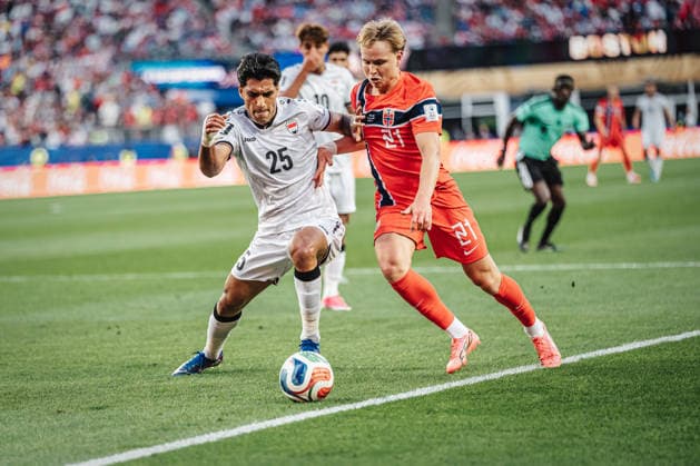 Mens Soccer 2026 FIFA World Cup Group I Iraq vs. Norway June 16, 2026 v l Mustafa Saadoun 25, Iraq vs. Andreas Schjelderup 21, Norway Boston, Boston Stadium, Massachusetts, United States of America,detected_source_language