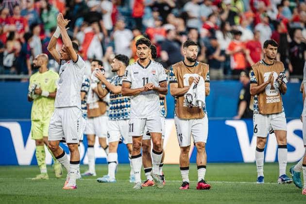 Mens Soccer 2026 FIFA World Cup Group I Iraq vs. Norway June 16, 2026 Iraq thanks the fans in the middle Ahmed Qasem 11, Iraq Boston Boston Stadium Massachusetts United States of America,detected_source_language