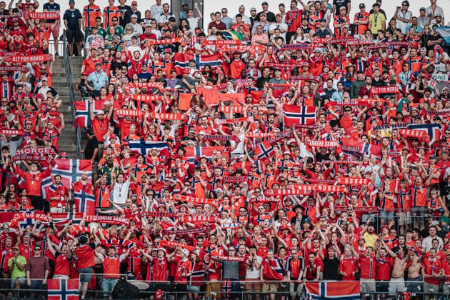 Mens Soccer 2026 FIFA World Cup Group I Iraq vs. Norway June 16, 2026 Fans from Norway hold their scarves aloft Boston, Boston Stadium, Massachusetts, United States of America,detected_source_language