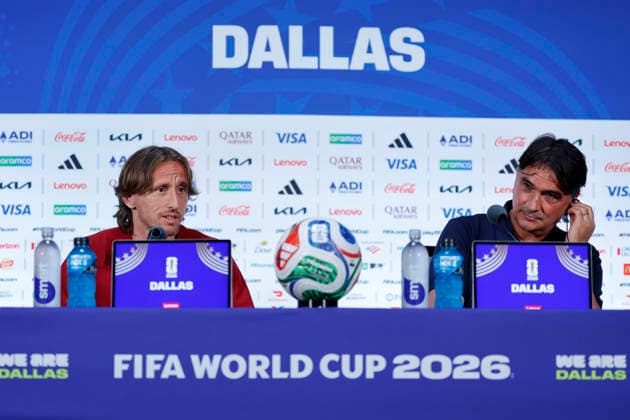 Zlatko Dalic (R) head coach of Croatia and Luka Modric attend a press conference, PK, Pressekonferenz during the FIFA World Cup, WM, Weltmeisterschaft, Fussball 2026 in Dallas, USA, 16 June 2026. FIFA World Cup 2026 - Croatia press conference !ACHTUNG: NUR REDAKTIONELLE NUTZUNG!  Copyright: xMariscalx GR3100 20260617-55020616711_1
