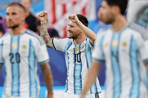 Lionel Messi of Argentina celebrate a goal during the FIFA World Cup, WM, Weltmeisterschaft, Fussball 2026 group stage match Argentina against Algeria at Arrowhead Stadium in Kansas, United States, 16 June 2026. FIFA World Cup 2026 - Group J - Argentina vs Algeria !ACHTUNG: NUR REDAKTIONELLE NUTZUNG!  Copyright: xJuanxIgnacioxRoncoronix GR3134 20260617-55020616729_1