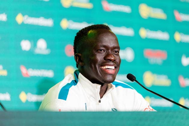 FIFA World Cup, WM, Weltmeisterschaft, Fussball 2026 - Australia press conference, PK, Pressekonferenz Australia s Awer Mabil speaks during a press conference at the Oakland Roots Sports Club in Alameda, California, USA, 16 June 2026. ALAMEDA California United States  Copyright: xJASONxHENRYx