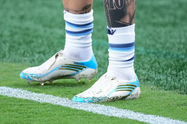 Detail of the adidas boots of Lionel Messi of Argentina during during warm ups before FIFA Men’s World Cup 2026 Group Stage football match between Argentina and Algeria at Kansas City Stadium, in Kansas City on June 16th 2026 (Photo by Alexandra Fechete SPP)  Copyright: xAlexandraxFechete SPPx Sportspressphoto_SPR168019