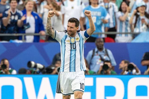 Soccer, Mens, 2026 FIFA World Cup in Mexico, Canada, and the U.S., Match in Kansas City, Group J, Matchday 1, Argentina vs. Algeria, Lionel Messi (Argentina), Celebrating after scoring the 1-0 goal, June 16, 2026,,detected_source_language Copyright: xMatthiasxKochx
