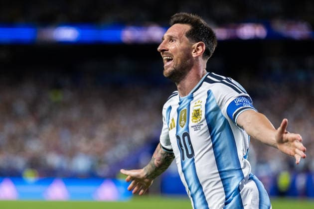 260616 Lionel Messi of Argentina celebrates after 2-0 during the FIFA World Cup, WM, Weltmeisterschaft, Fussball 2026 football match between Argentina and Algeria on June 16, 2026 in Kansas City. Photo: Joel Marklund BILDBYRAN kod JM JM0825 bbeng fotboll football soccer fotball vm fotbolls-vm fotball-vm fotbolls-vm 2026 fifa world cup 2026 argentina algeria algeriet jubel celebration *** June 16, 2026  Copyright: JOELxMARKLUND BB260616JM054