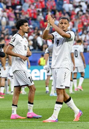 (260617) -- BOSTON, June 17, 2026 -- Ali Alhamadi (R) and Zidane Iqbal of Iraq react after the group I match between Norway and Iraq at the FIFA World Cup, WM, Weltmeisterschaft, Fussball 2026 at Boston Stadium in Boston, the United States, June 16, 2026. ) (SP)U.S.-BOSTON-FOOTBALL-FIFA WORLD CUP-GROUP I-NOR VS IRQ ChenxYichen 