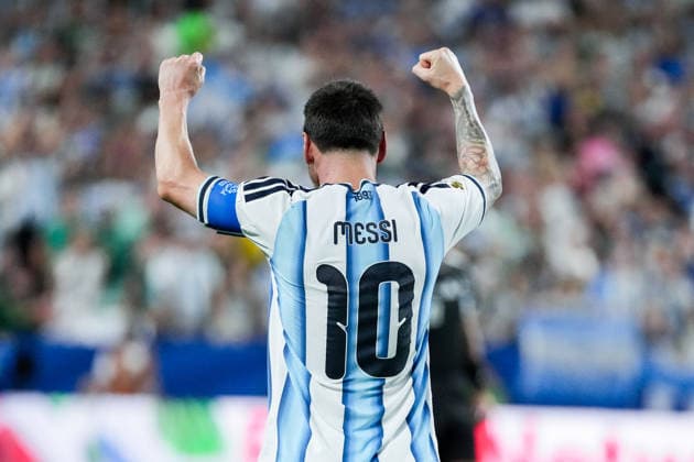 Lionel Messi of Argentina celebrates after scoring the team s second goal during a FIFA Men’s World Cup 2026 Group Stage football match between Argentina and Algeria at Kansas City Stadium, in Kansas City on June 16th 2026 (Photo by Alexandra Fechete SPP)  Copyright: xAlexandraxFechete SPPx Sportspressphoto_SPR168155