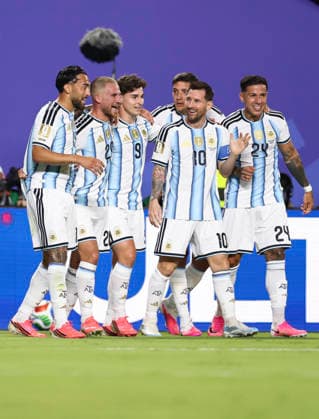 (260617) -- KANSAS CITY, June 17, 2026 -- Players of Argentina celebrate their second score by Lionel Messi (2nd R) during the group J match between Argentina and Algeria at the FIFA World Cup, WM, Weltmeisterschaft, Fussball 2026 at Kansas City Stadium in Kansas City, the United States, June 16, 2026. ) (SP)U.S.-KANSAS CITY-FOOTBALL-FIFA WORLD CUP-GROUP J-ARG VS ALG LixMing 