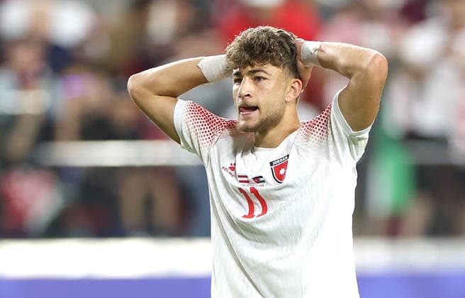 FIFA World Cup, WM, Weltmeisterschaft, Fussball 2026 - Group J - Austria vs Jordan Odeh Al-Fakhouri of Jordan reacts after his attempt on goal as was saved during the FIFA World Cup 2026 group stage match Austria against Jordan, in San Francisco, USA, 16 June 2026. SAN FRANCISCO United States  Copyright: xBENJAMINxFANJOYx