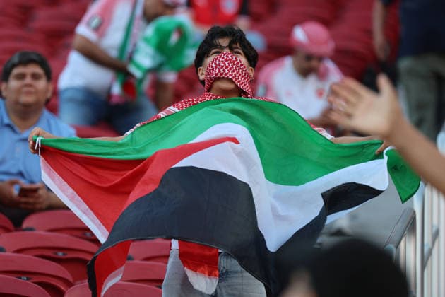 A fan from Jordan reacts during a Group J match at the 2026 FIFA World Cup, WM, Weltmeisterschaft, Fussball between Austria and Jordan at Levi s Stadium in Santa Clara, USA, 16 June 2026. FIFA World Cup 2026 : Gropu J - Austria vs. Jordan !ACHTUNG: NUR REDAKTIONELLE NUTZUNG!  Copyright: xMiguelxGutiérrezx GR3185 20260617-55020617248_1