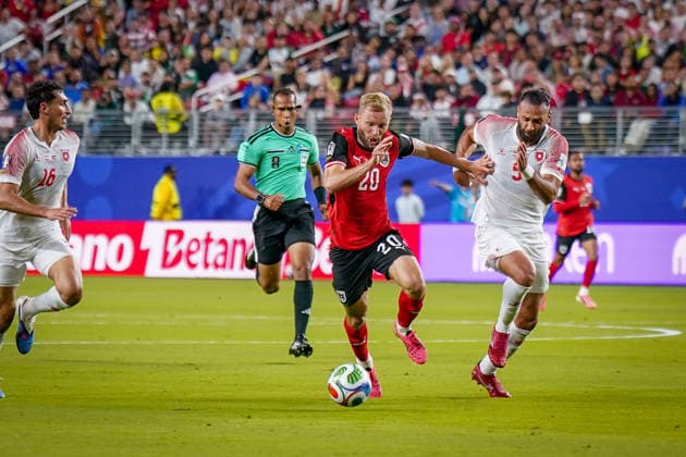 USA Soccer 2026 FIFA World Cup Group Stage Group J Austria vs. Jordan San Francisco Bay Area Stadium Levi’s Stadium Santa Clara County, California Konrad Laimer Austria 20 on the Ball Sponsors, Advertising, Business, Banners BETANO,detected_source_language Copyright: xJOERANxSTEINSIEKx