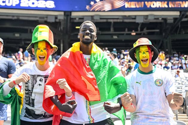 Supporters of Senega during the FIFA World Cup, WM, Weltmeisterschaft, Fussball 2026 Group I match between France and Senegal at New York New Jersey Stadium on June 16, 2026 in East Rutherford, United States. (Photo by Harry Langer DeFodi Images) - *** Senegal fans during the 2026 FIFA World Cup Group I match between France and Senegal at New York New Jersey Stadium on June 16, 2026, in East Rutherford, United States. Photo by Harry Langer, DeFodi Images,detected_source_language